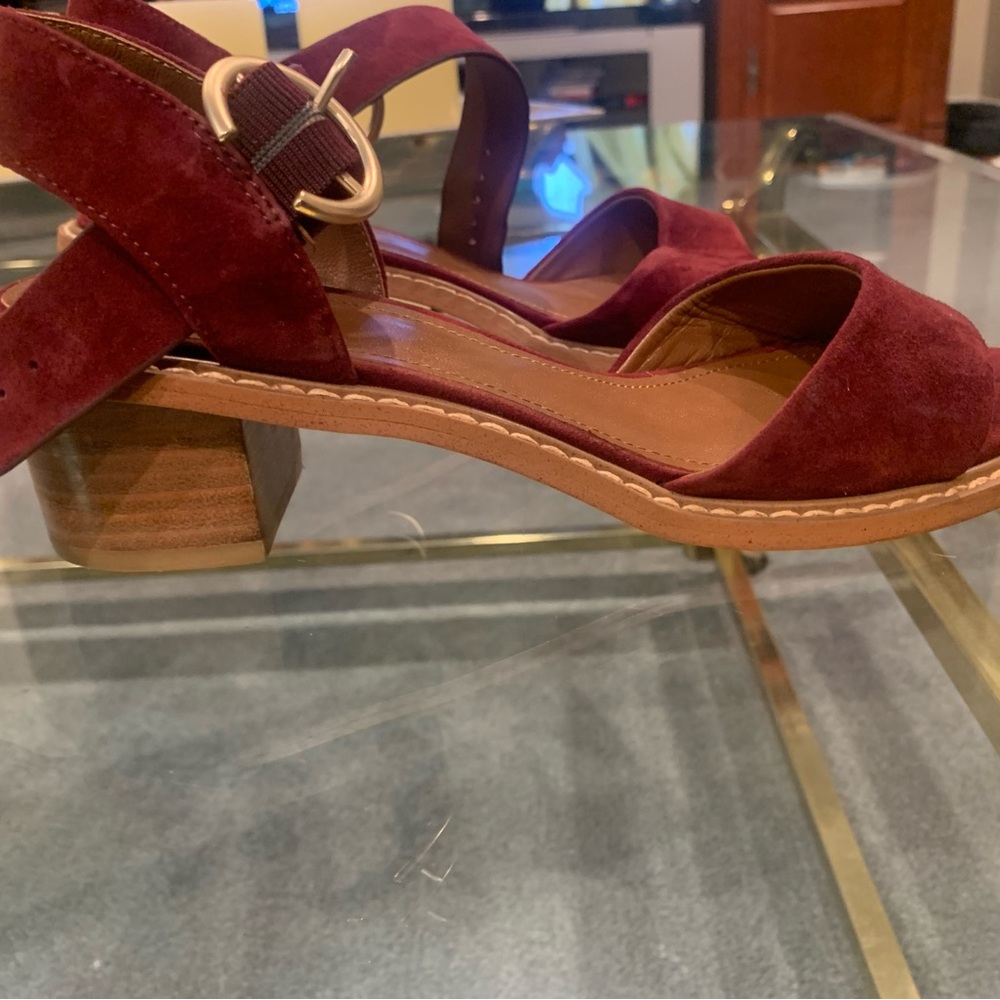 Red Suede Ankle Strap Sandals
